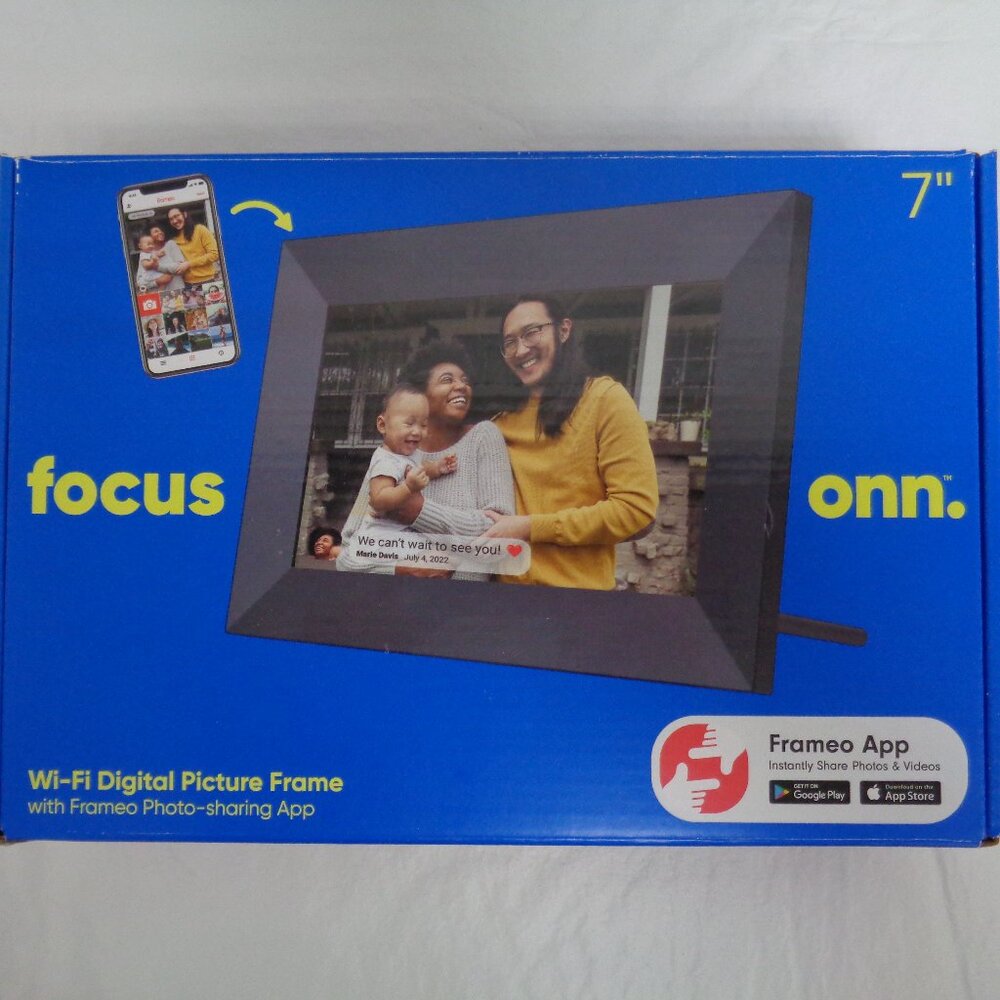 Onn 7" Digital Photo Picture Frame Wi-Fi with Frameo Photo App
